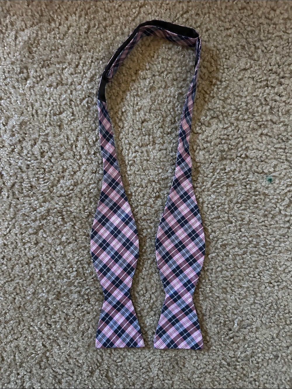 Express Pink and Black Plaid Self-Tie Bow Tie